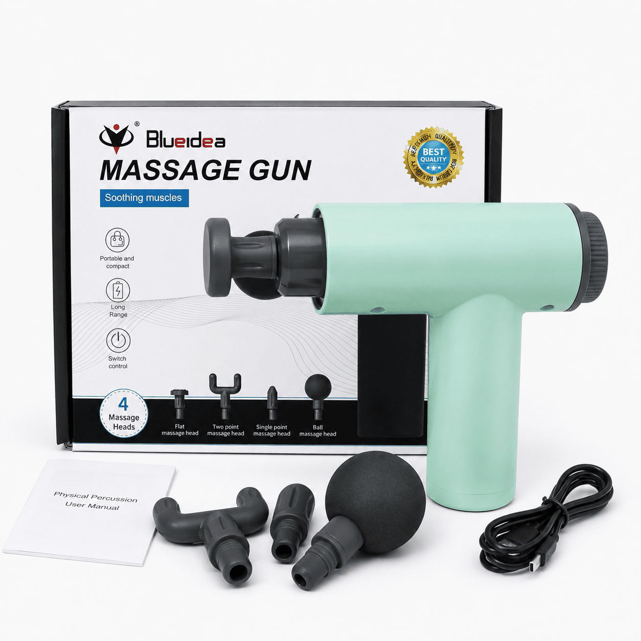 Blueidea Massage Gun BLD-7205 with box and accessories