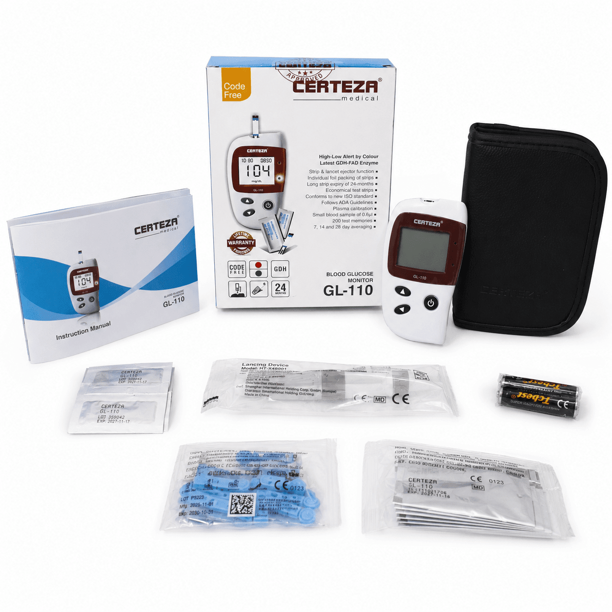 Certeza Blood Glucose Monitor GL-110 full kit