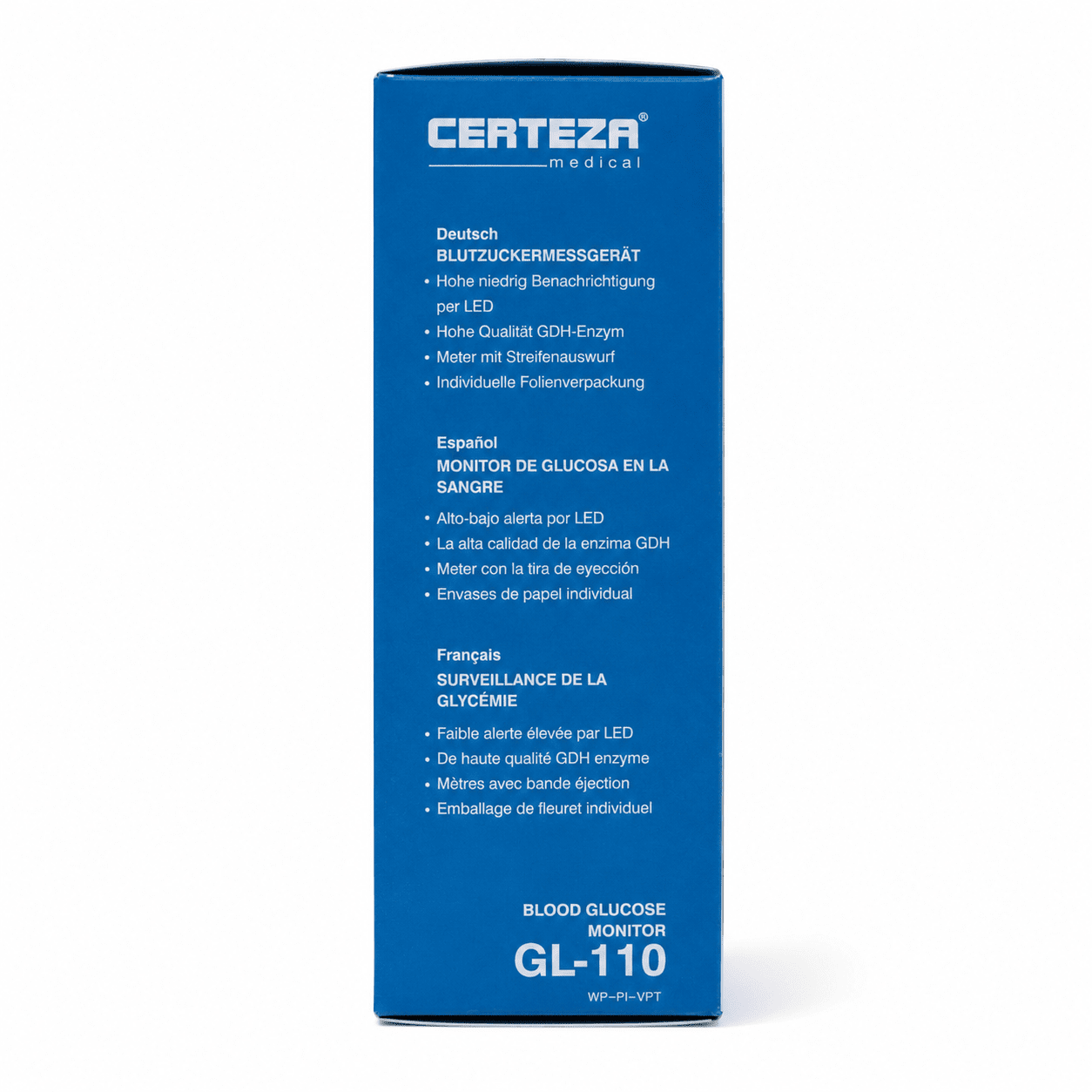 Certeza Blood Glucose Monitor GL-110 side box image