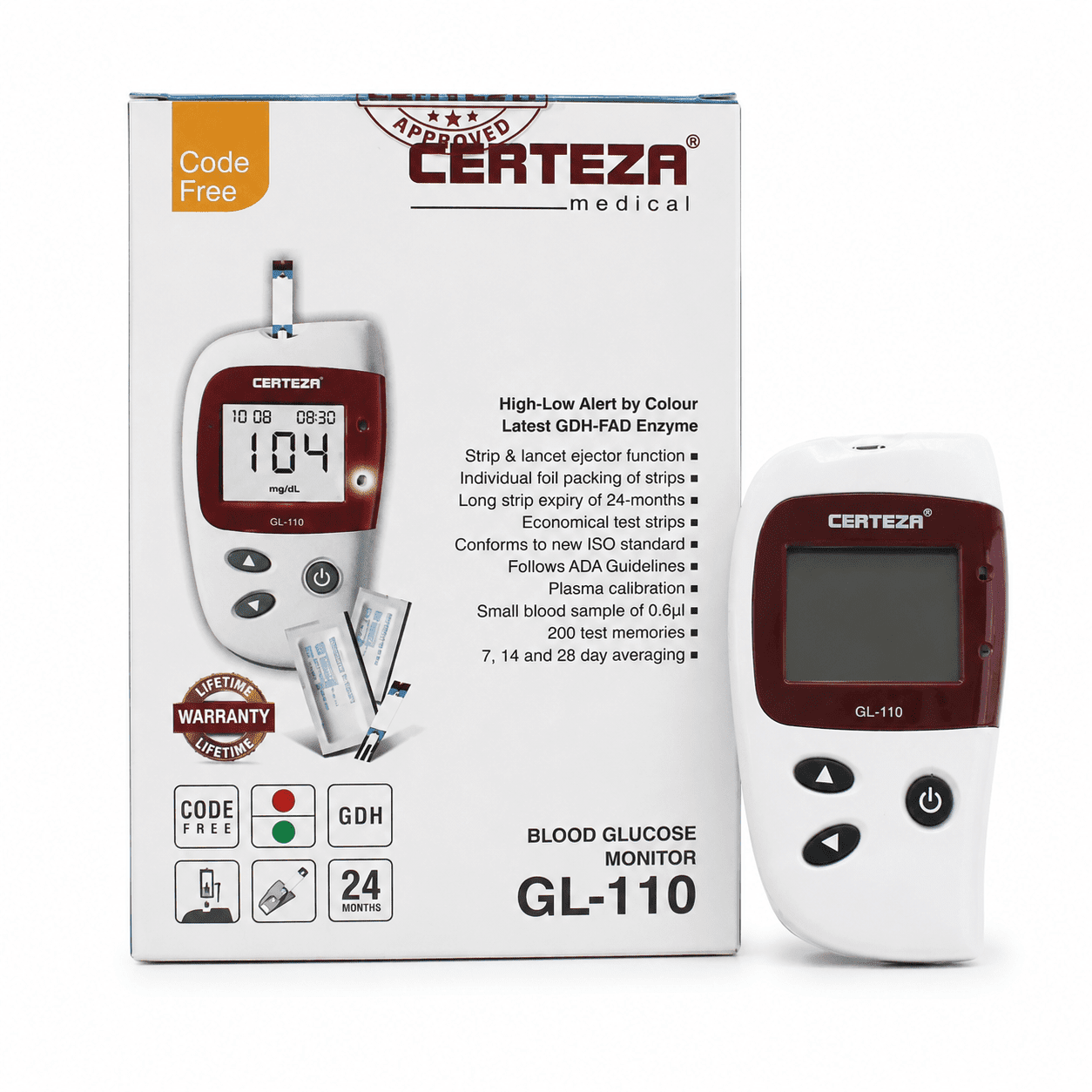 Certeza Blood Glucose Monitor GL-110 with box