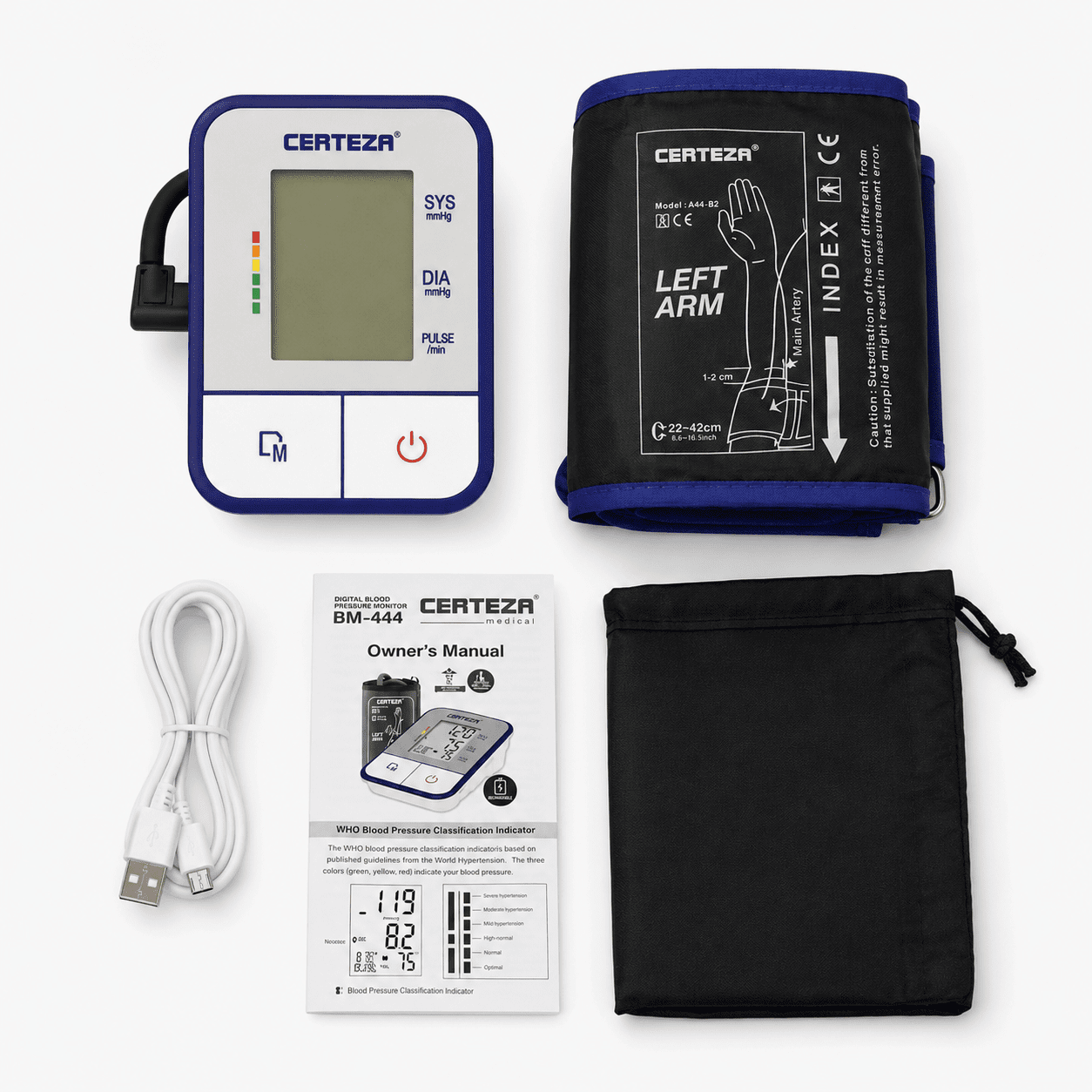 Certeza Digital Blood Pressure Monitor BM-444 full kit with accessories