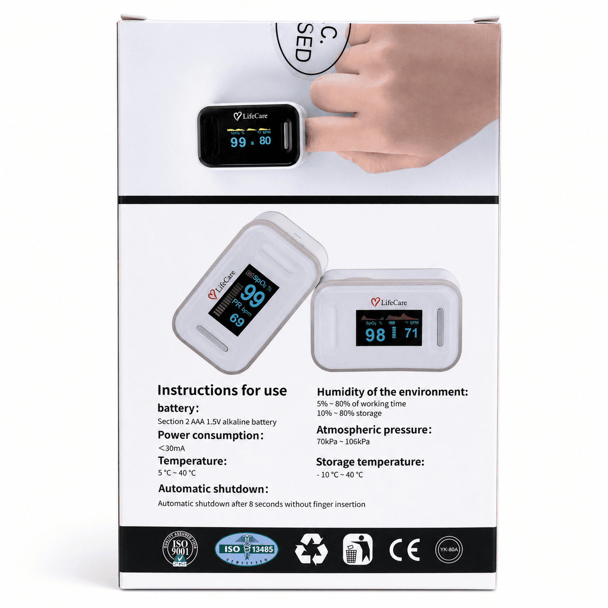 LifeCare Fingertip Pulse Oximeter features image