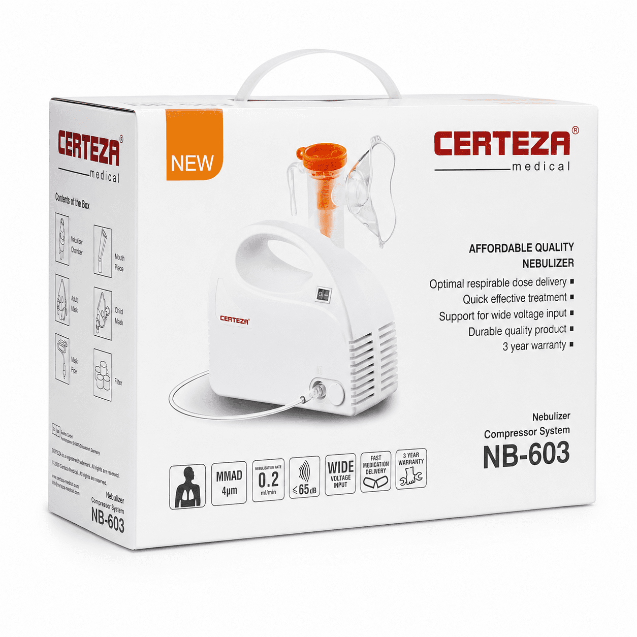 Certeza nebulizer NB-603 kit contents available at Pak Care Surgicals