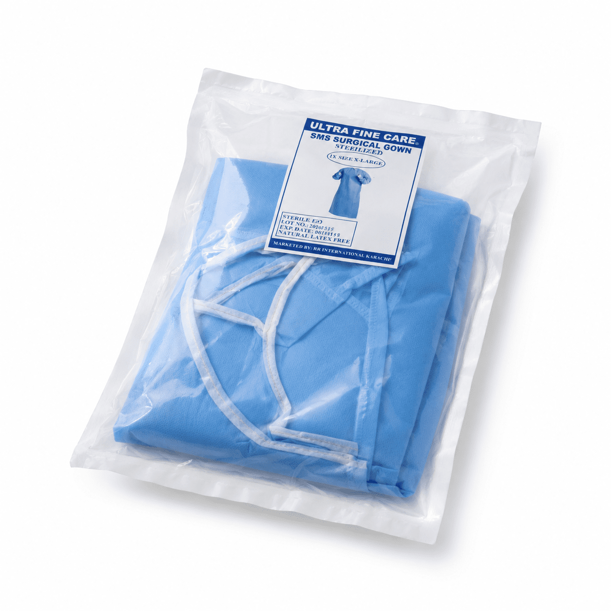 Ultra Fine Care SMS surgical gown detail view available at Pak Care Surgicals