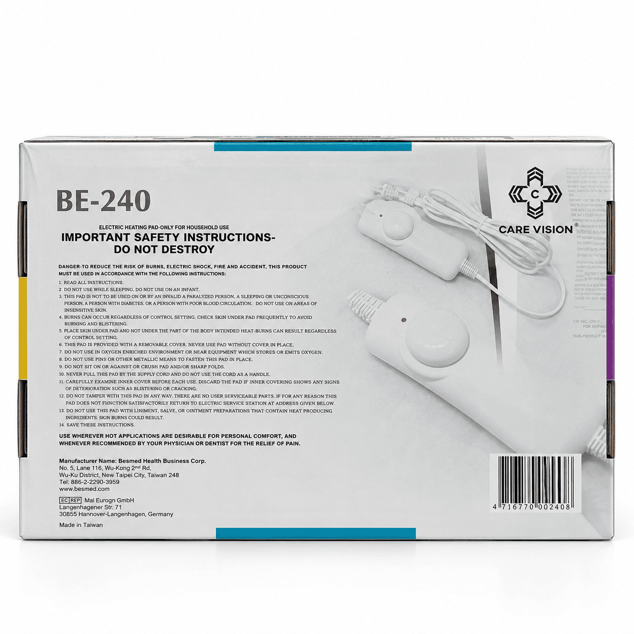 Besmed BE-240 King Size Electric Heating Pad - Image 2